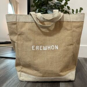 Erewhon Tan Canvas Burlap Tote Bag